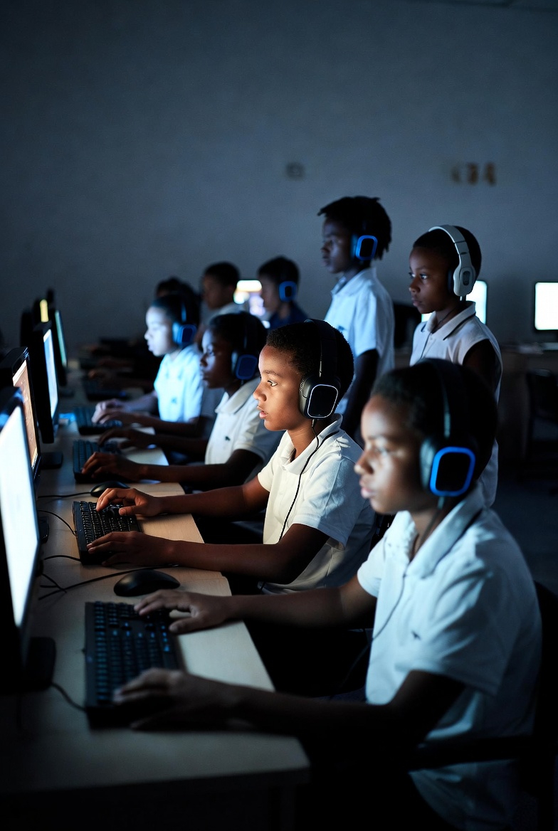 African secondary school students aged 12-18 learning in a classroom
